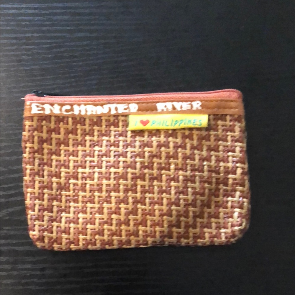 (NWT) Woven Zip Coin Pouch - Rust & Tan